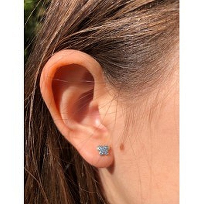 Cercei de aur 14K mici bebelusi nou nascuti Fluturasi pietre mici albastre [3]