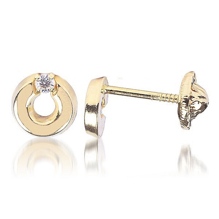 Cercei de aur 14K pentru copii Cerculete 5mm cu diamant [2]