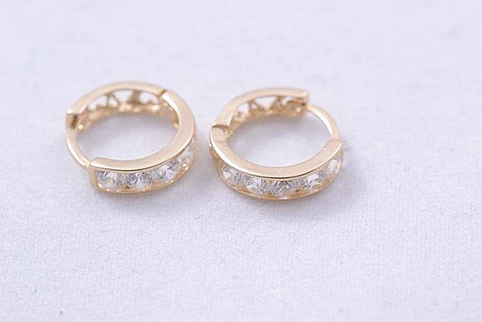 Cercei de aur 14K rotunzi copii nou nascuti tortite pietre albe 8 mm [2]