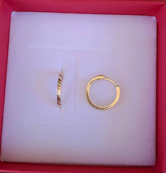 Cercei de aur 14K rotunzi fetite si dama Tortite cu striatii 11 mm [2]