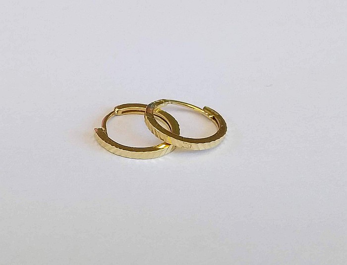 Cercei de aur 14K rotunzi fetite si dama Tortite cu striatii 11 mm [3]