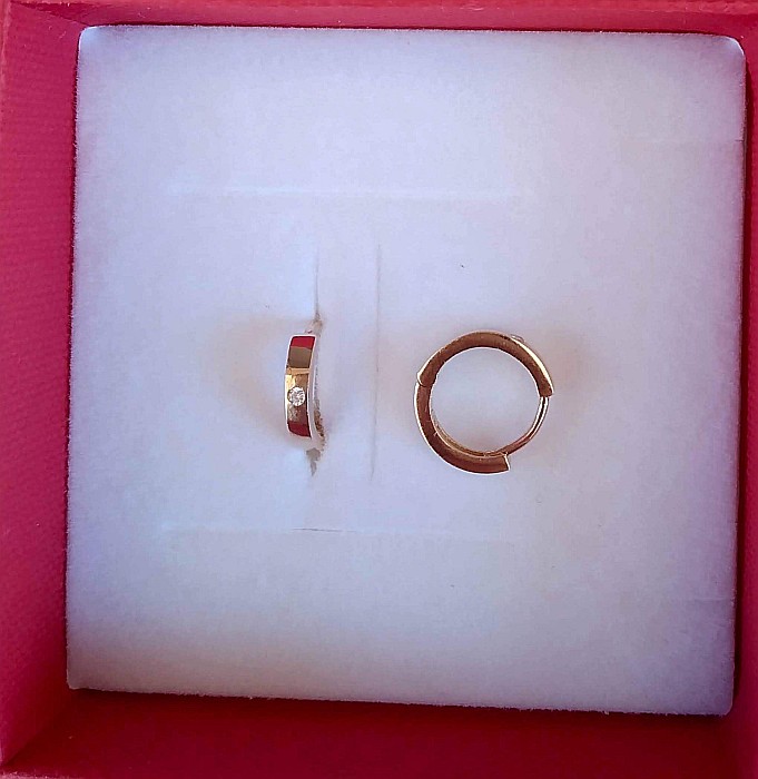 Cercei de aur 14K rotunzi nou nascuti bebelusi Tortite cu pietricica 9 mm [2]