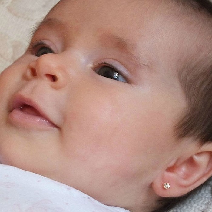 Cercei de aur 9K copii bebelusi Floricele cu pietre 3mm [6]