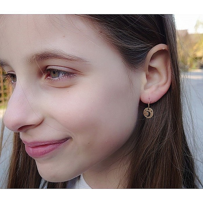 Cercei de aur 9K rotunzi fetite nou nascuti Tortite 9 mm cu banut [2]