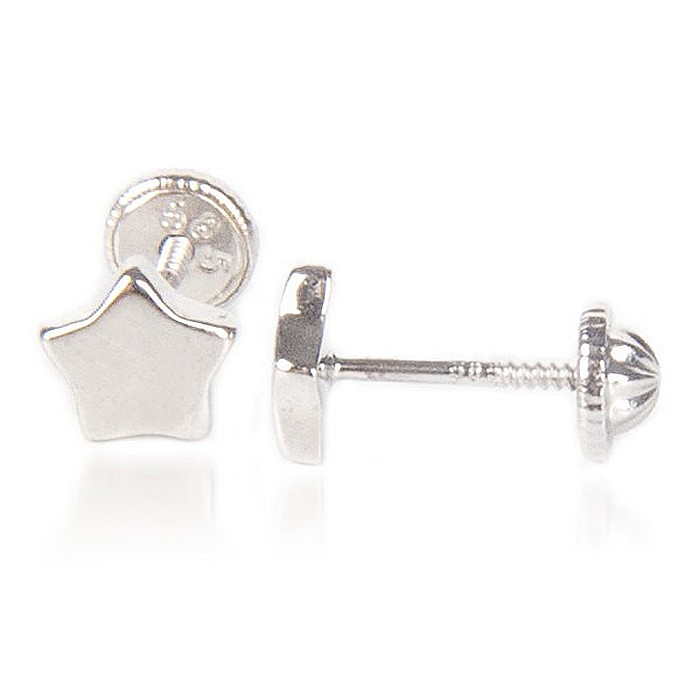 Cercei de aur alb 14K fetite sau dama Stelute 4 mm [2]
