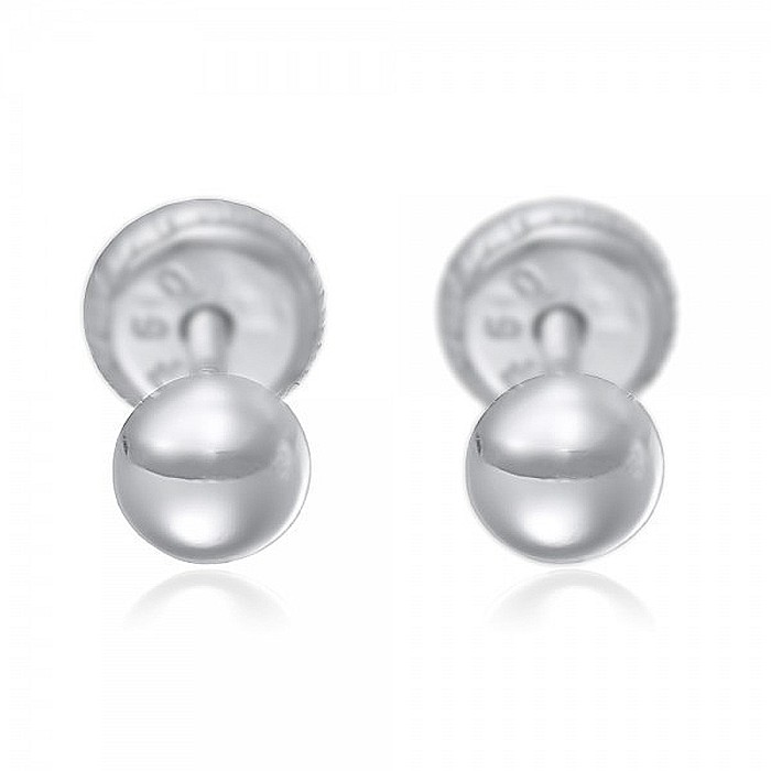 Cercei de aur alb 14k mici nou nascuti bebelusi Bilute 3mm [3]