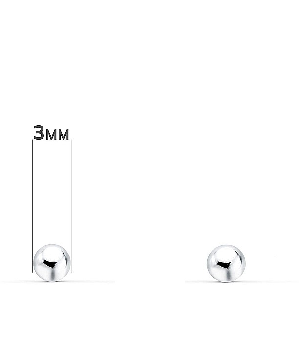 Cercei de aur alb 14k mici nou nascuti bebelusi Bilute 3mm [2]