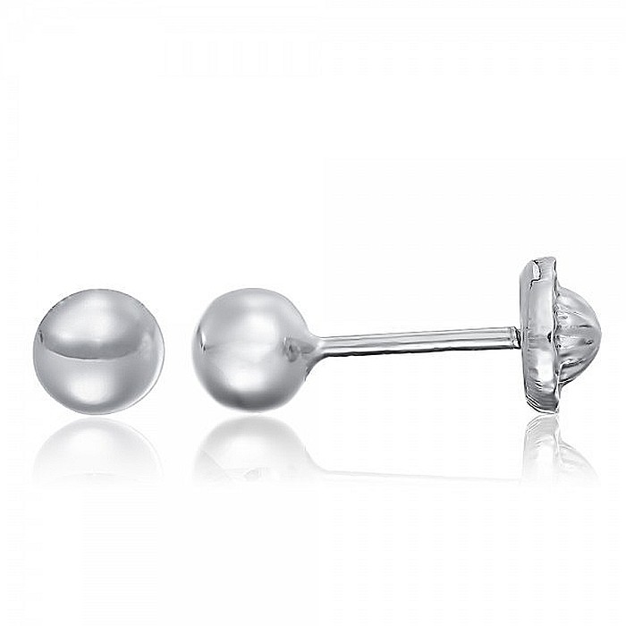 Cercei de aur alb 14k mici nou nascuti bebelusi Bilute 3mm [4]