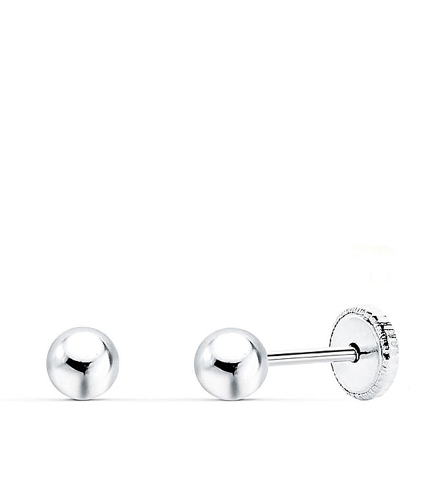 Cercei de aur alb 14k mici nou nascuti bebelusi Bilute 4mm [2]