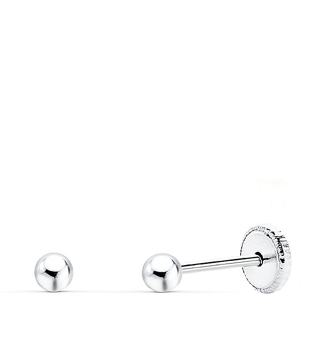 Cercei de aur alb 9k mici nou nascuti bebelusi Bilute 3mm [3]