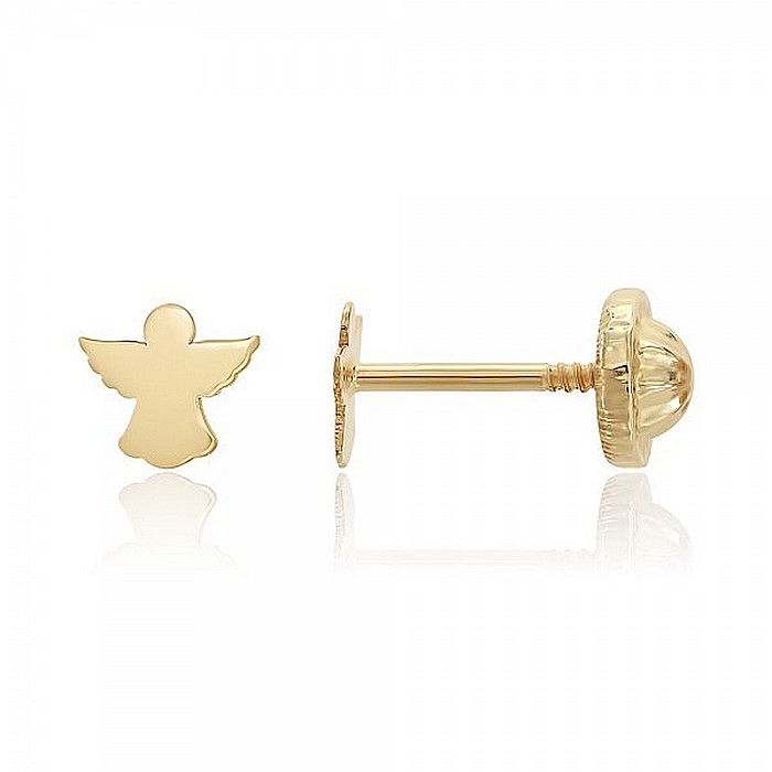Cercei de aur galben 14k bebelusi copii Ingerasi plati 5mm [2]