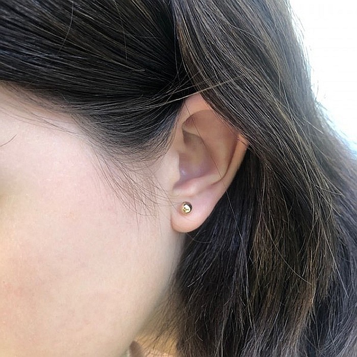 Cercei de aur galben 14k bebelusi fetite Bilute 5 mm [3]