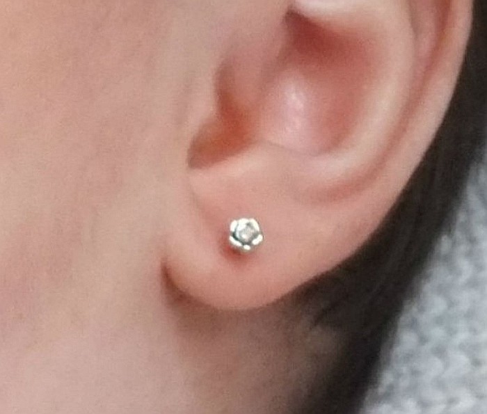 Cercei de aur galben 14k copii bebelusi Floricele cu piatra 3 mm [3]