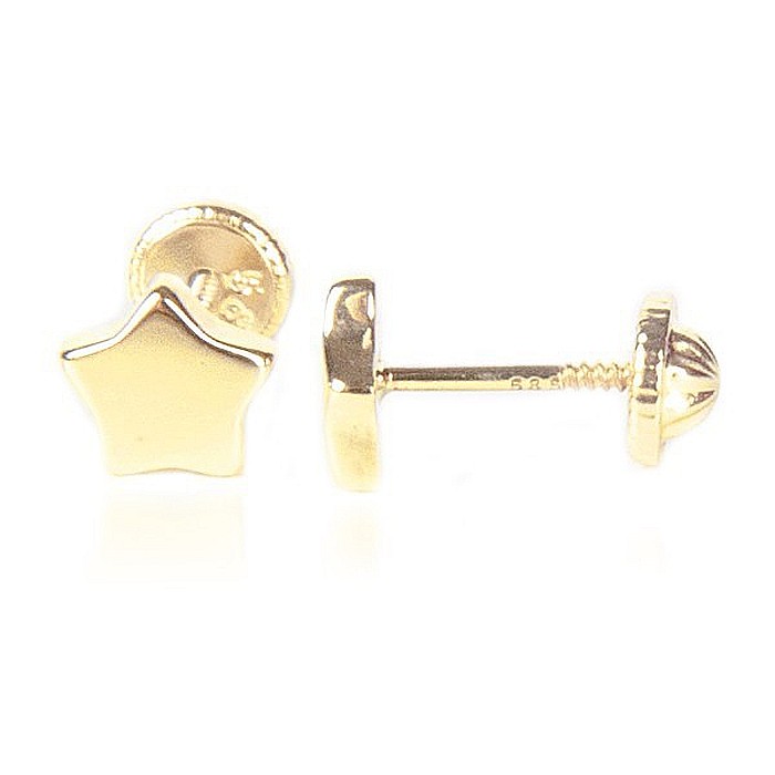 Cercei de aur galben 14K fetite copii Stelute 4 mm [4]