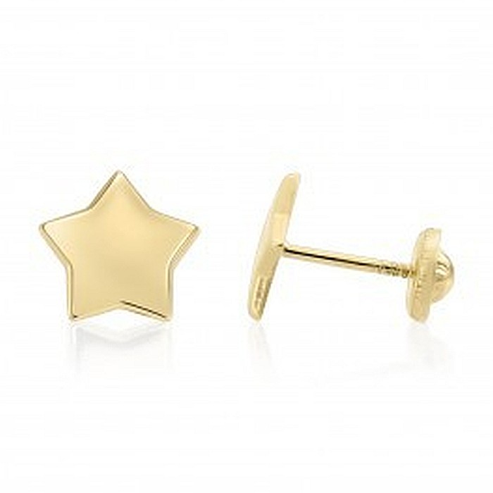 Cercei de aur galben 14K fetite copii Stelute 4 mm [6]