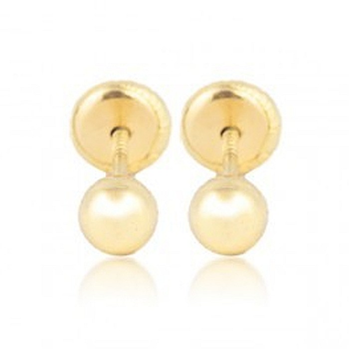 Cercei de aur galben 14k mici nou nascuti bebelusi Bilute 4mm [2]