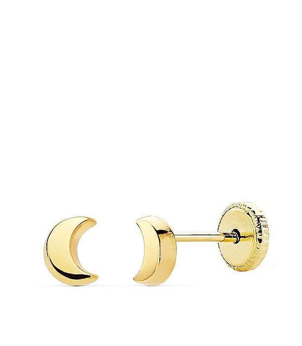 Cercei de aur galben 14K surub copii bebelusi Semiluna 5mm [5]