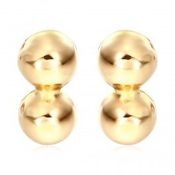 Cercei de aur galben cu surub bebelusi nou nascuti Bobite duble [2]