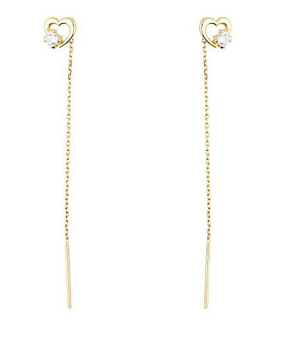 Cercei de aur lungi lant dama cu Inimioare [2]