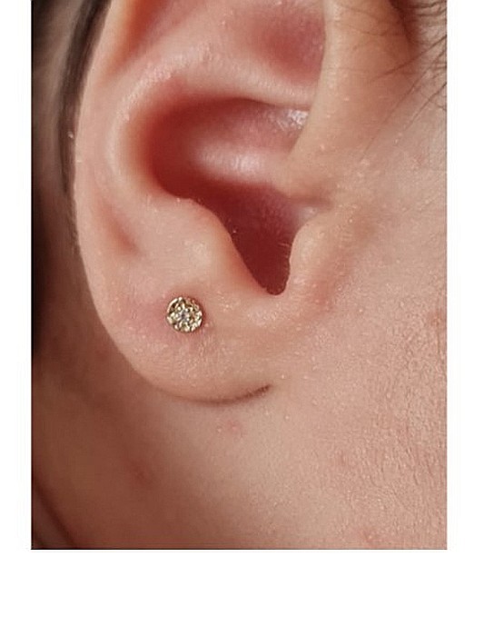 Cercei din aur 14k bebelusi nou nascuti Rotunzi cu diamant, 3mm [3]