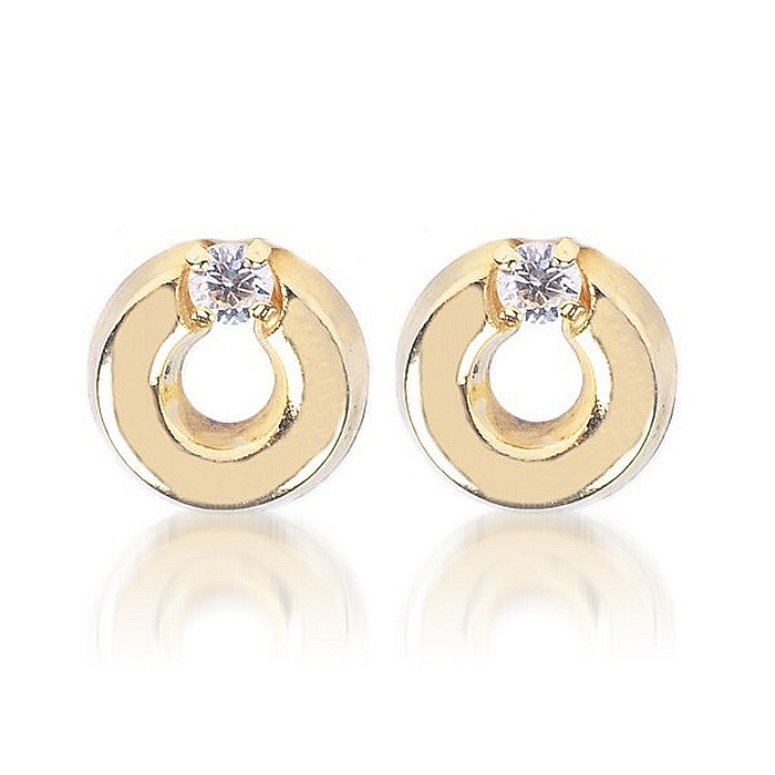 Cercei din aur 14K copii Cerculete 6mm cu diamant [2]