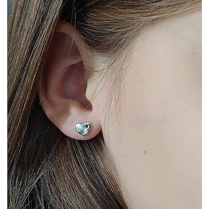 Cercei din aur 14K surub Inimi 7mm cu rubin dama copii [3]