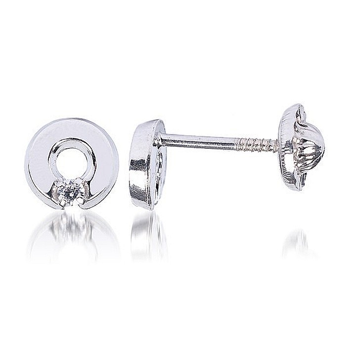 Cercei din aur alb 14k copii Cerculete 5mm Diamant natural [2]