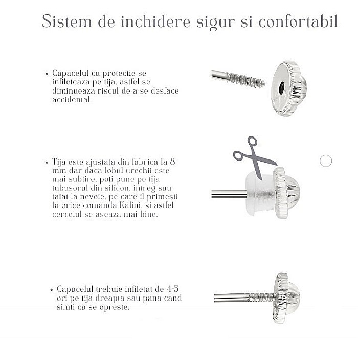 Cercei din aur alb 14k bebelusi copii Rotunzi 6 mm cu diamant [2]
