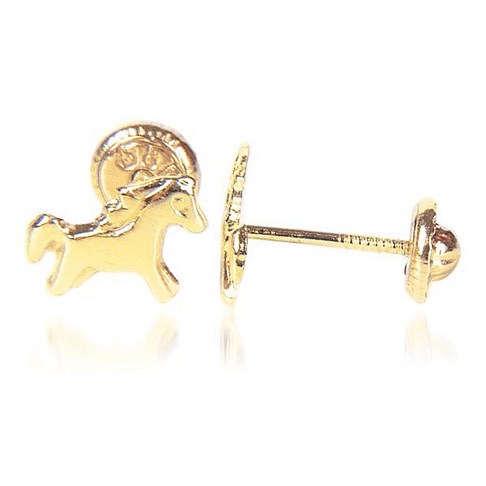 Cercei din aur galben 14k copii fetite Ponei mici [2]