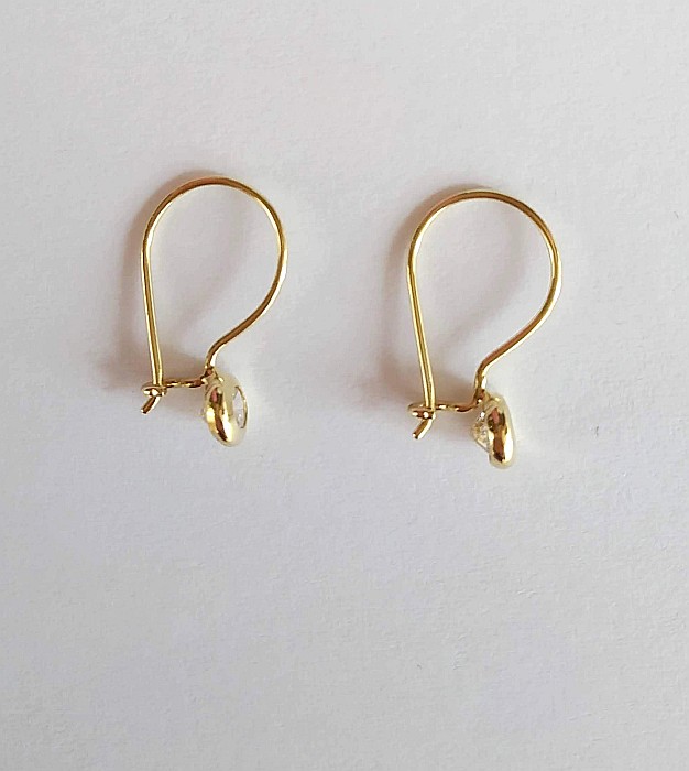 Cercei din aur galben 14K copii si bebelusi tortite Piatra stralucitoare [3]