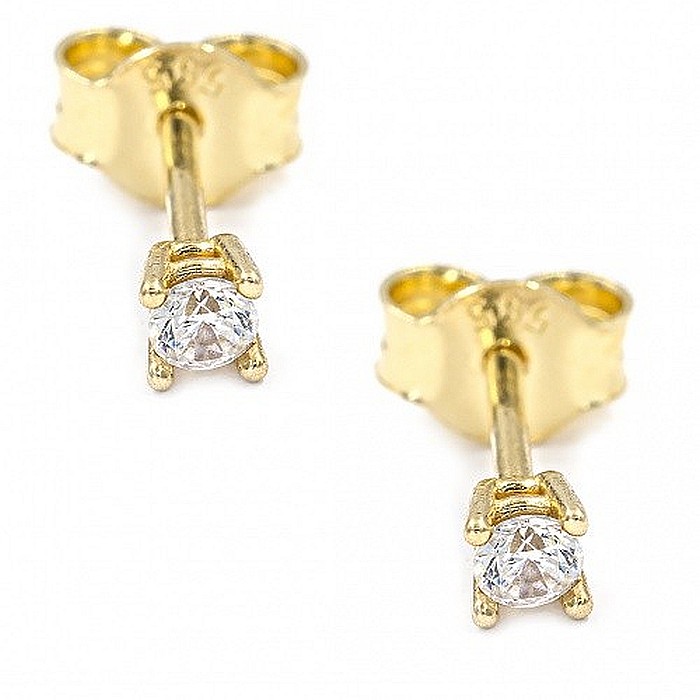 Cercei Din Aur Galben 14K Pietre mici 4mm Surub [2]