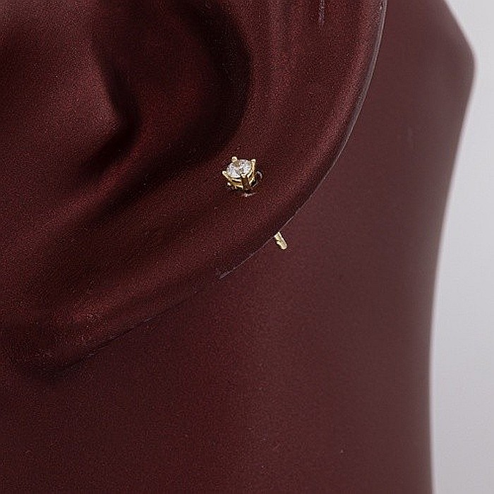 Cercei Din Aur Galben 14K Pietre mici 4mm Surub [8]