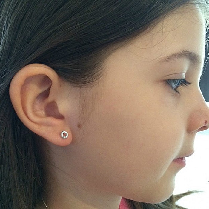 Cercei din aur galben bebelusi copii Cerculete 5mm cu pietricica [3]