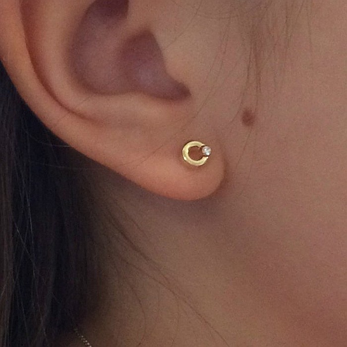 Cercei din aur galben bebelusi copii Cerculete 5mm cu pietricica [4]