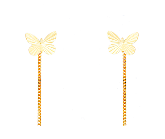 Cercei din aur galben lungi cu lantisor model fluturas 9 mm [2]