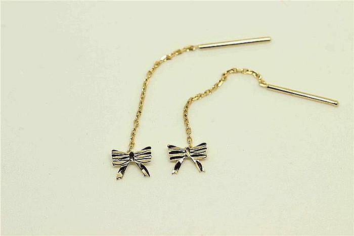 Cercei din aur galben lungi cu lantisor model fundite 8 mm [2]