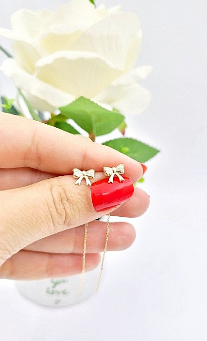 Cercei din aur galben lungi cu lantisor model fundite 8 mm [3]