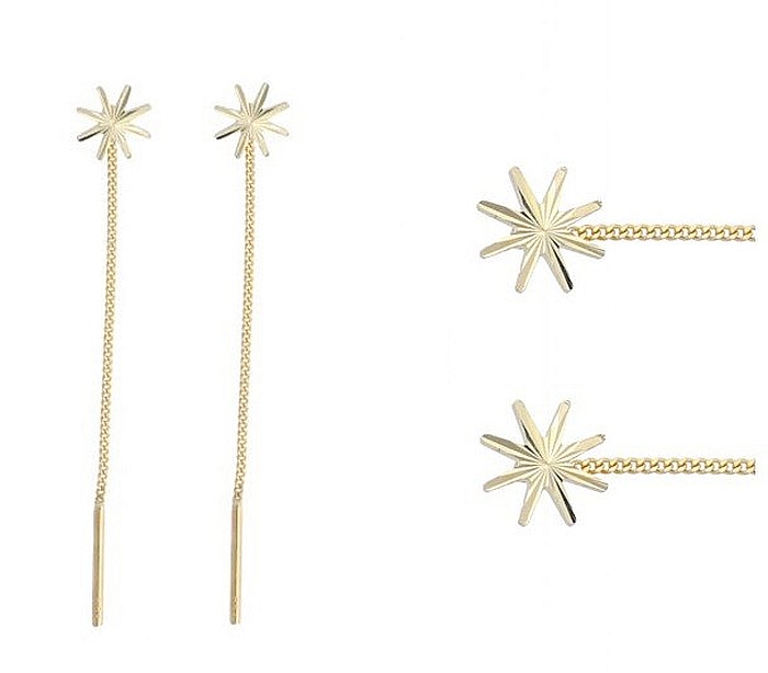 Cercei lungi aur dama ieftini STELUTE 8 mm cu lantisor mobil [2]