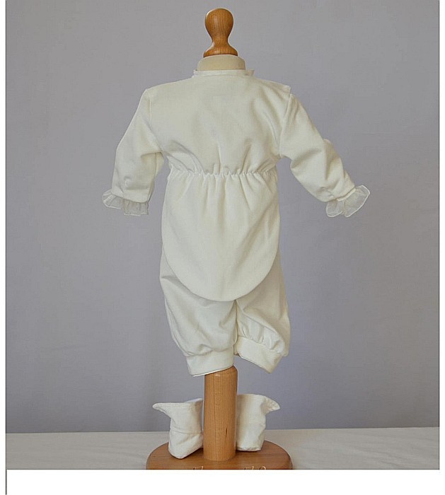 Costum botez baiat alb-ivoire CHARLES catifea ivoire [4]