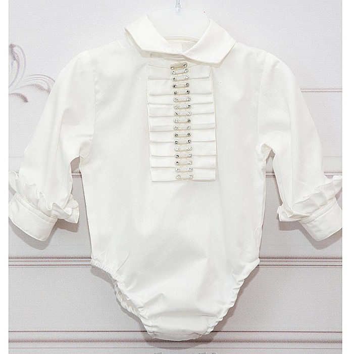 Costum botez baiat alb-ivoire vara Dany, 4 piese [4]