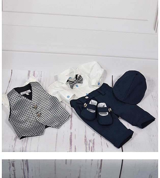Costum botez baiat de vara Dominik, camasa body, 6 piese [3]
