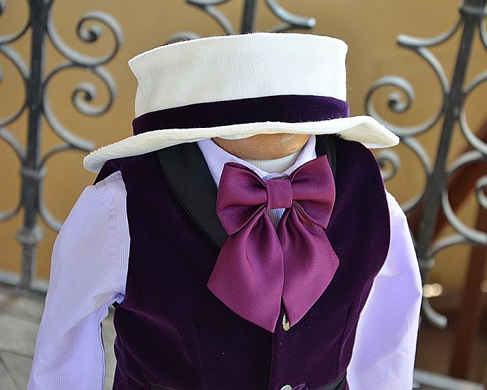 Costum botez baiat mov de vara Gentleman Hat, catifea, 6 piese [4]