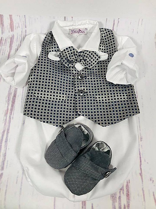 Costum botez baiat pentru vara BERTIE, camasa body, 6 piese [2]