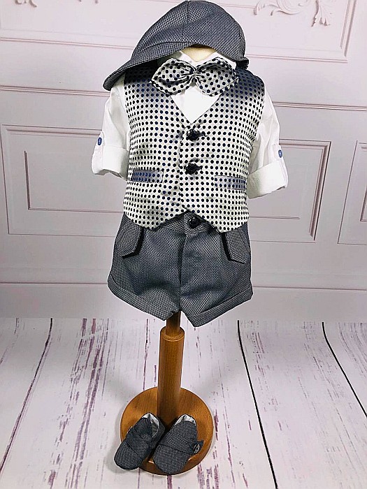 Costum botez baiat pentru vara BERTIE, camasa body, 6 piese [3]