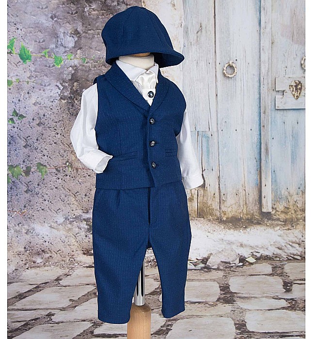 Costum botez baiat vara albastru ANDREW, 6 piese [3]