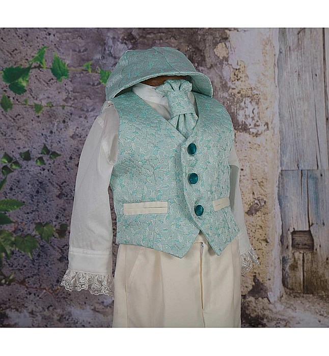 Costum botez baiat vara bleu-vert Light Green [4]