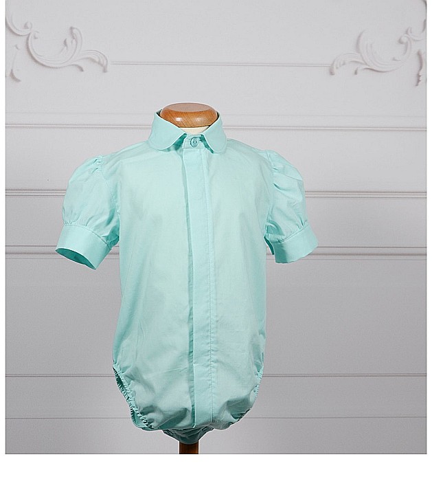 Costum botez baiat vara Tourquoise, camasa body, 6 piese [5]