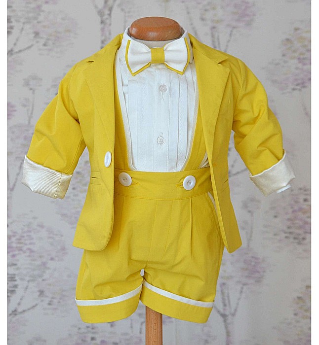 Costum botez baieti galben pentru vara 6 piese, Cosmin [2]