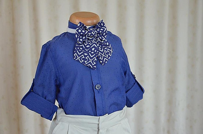 Costum botez baieti vara bumbac albastru Little Boy, 5 piese [4]