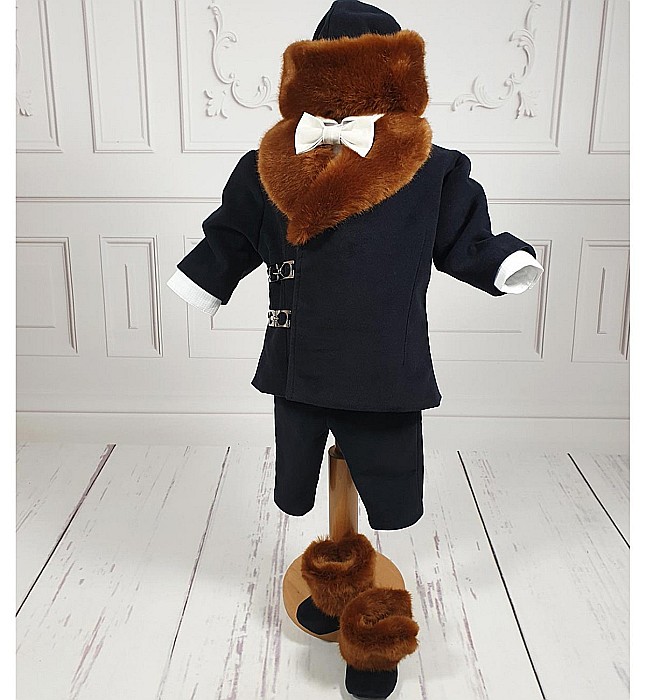 Costum cu palton de botez bebelusi baieti iarna Sebastian [7]